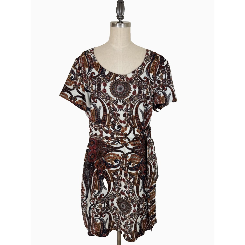 See by Chloé Womens Dress‎ Size 12 Paisley Jacquard Tie Waist Short Sleeve Boho - Picture 4 of 13